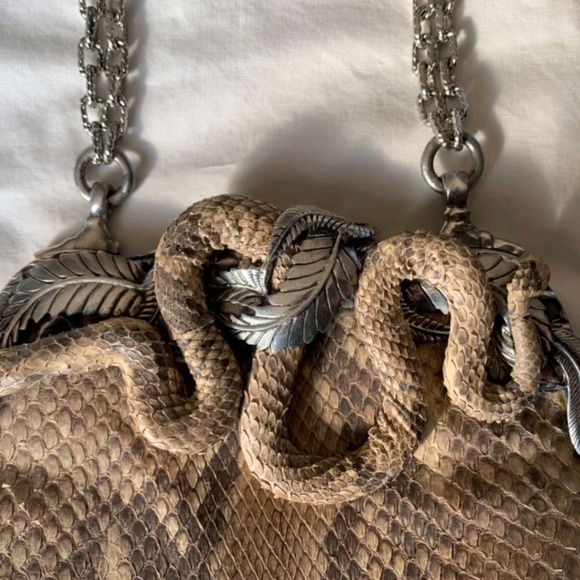 VTG RARE GLEN MILLER/ANN TURK Real Snake Skin Small Dressy Designer Ornate Purse - Picture 2 of 12